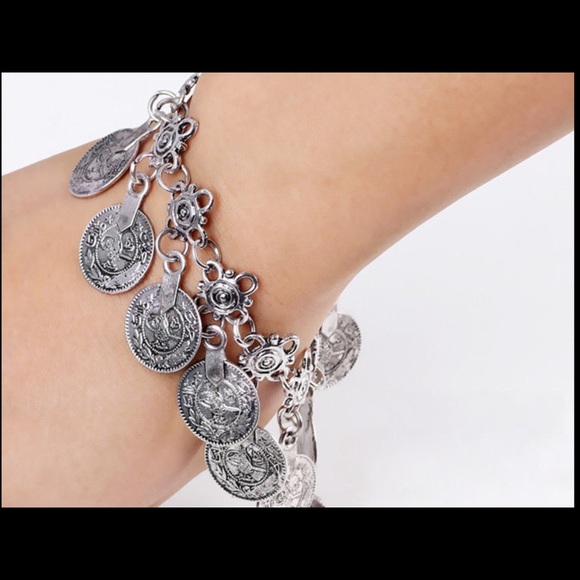 Set of 2 Gypsy Coin Anklets Bracelets Boot Decor - Picture 2 of 6